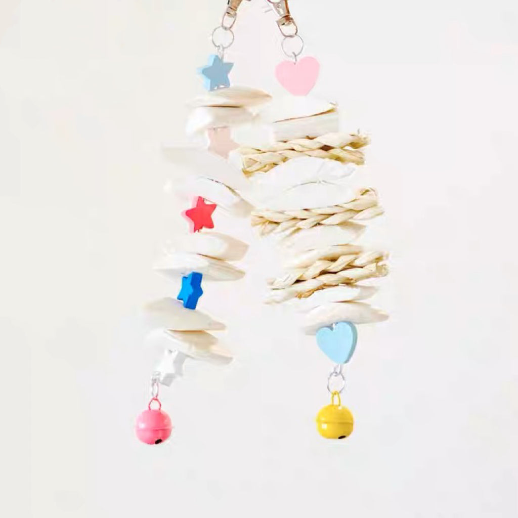  Star Heart Small Cuttlefish Bone Hanging Toy Handmade Bird Toys Organic Bird Cages Accessories